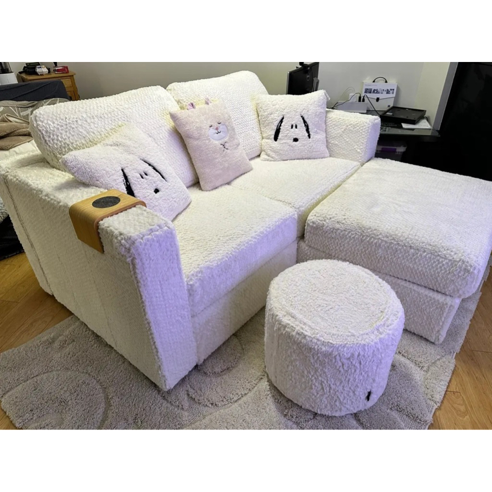 Lovesac Reversible Swiss Diamond Phur Cream Sectional Sofa covers CSTM BUNDLE - Picture 6 of 11